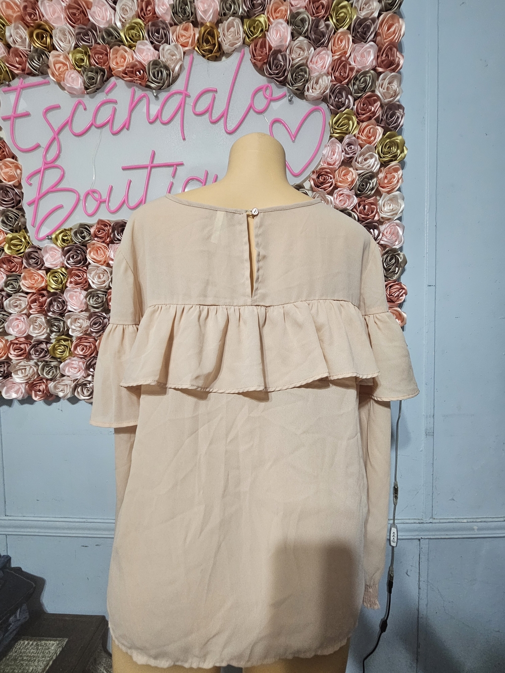 Truth Cream Ruffle-Front Long Sleeve Blouse - Picture 2 of 6